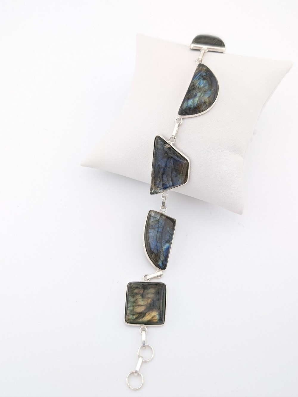 Labradorite Gemstone Bracelet - Silver Plated Bohemian Jewelry - Picture 5 of 11